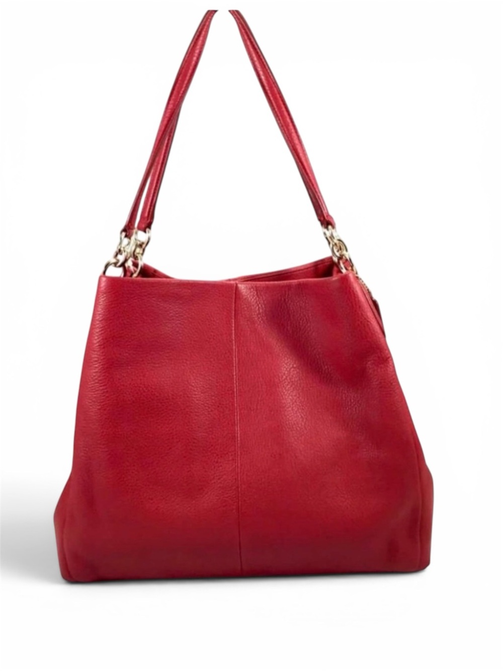 COACH EDIE 28 SHOULDER BAG IN RED PEBBLED LEATHER